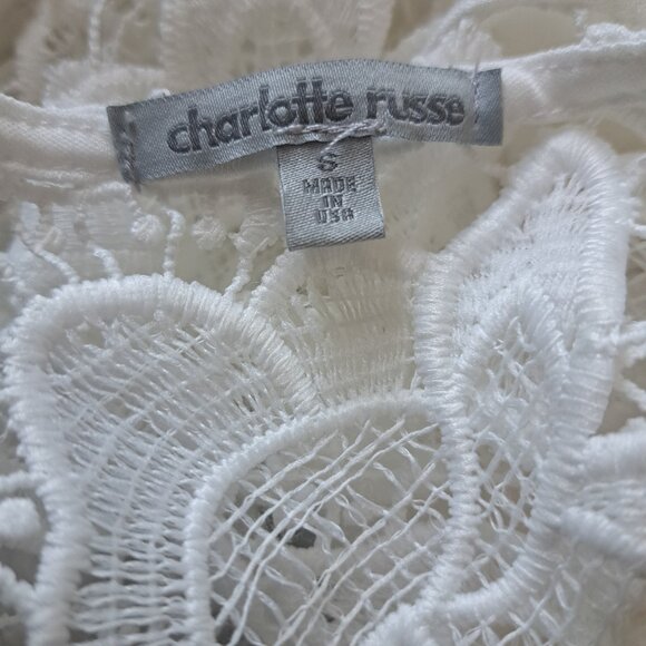 CHARLOTTE RUSSE floral crochet fringe top Y2K festival summer BOHO Coachella S - Picture 5 of 8